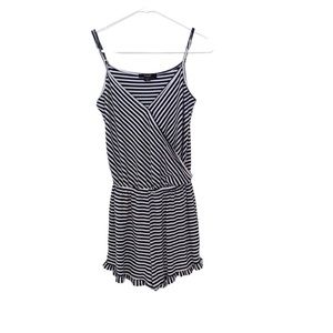 Toxik3 Blue White Striped Sleeveless Romper Size Medium